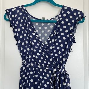 Size S purple with white polka dot dress